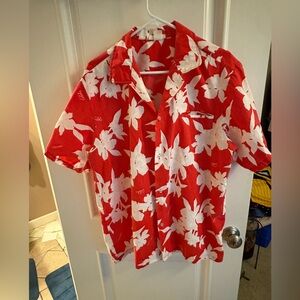 Vintage Made in Hawaii red and white Hawaiian shirt